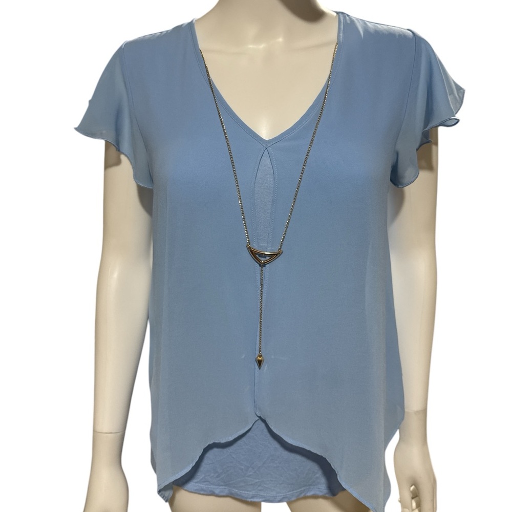 NWOT-IN San Francisco Blue flutter sleeve Top